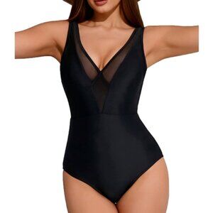New Cromi Black Mesh One Piece Bathing Suit Swimsuit Size Large bin 2E